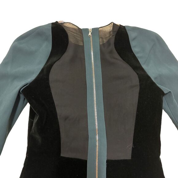 Antonio Berardi Mini Dress Women 40 Green Gold Black Velvet Colorblock Mesh Back - Picture 8 of 10